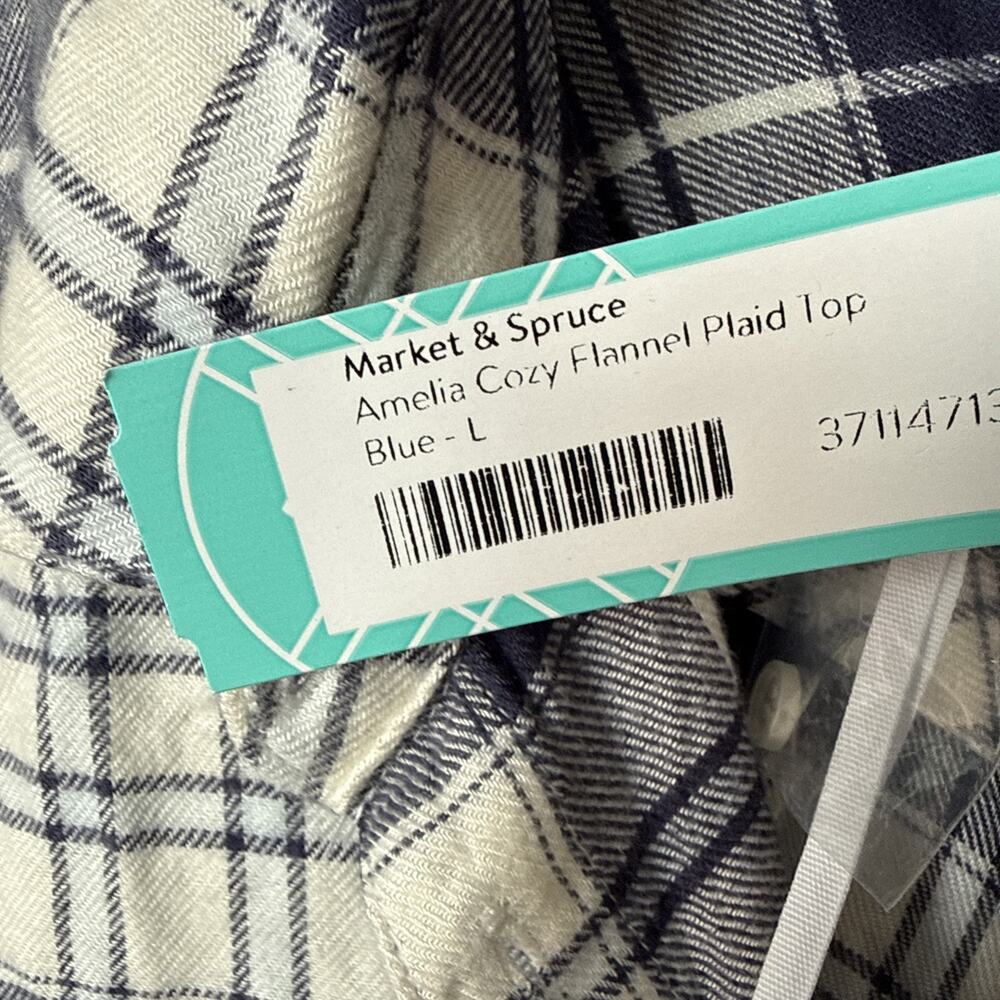 Market & Spruce Amelia Cozy Flannel Plaid, Blue, Large - Picture 4 of 6